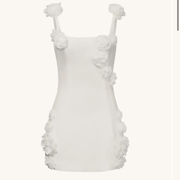 JW PEI ELAINA WHITE ROSETTE APPLIQUE MINI DRESS - WHITE - Picture 1 of 3